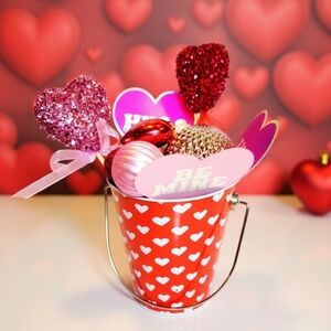 Hand Crafted Valentine's Day Bucket Table Art